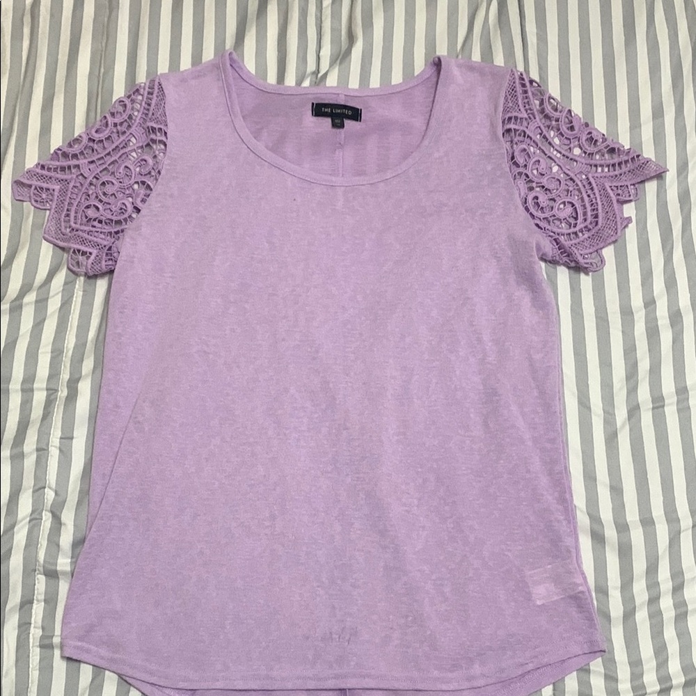 The Limited Lavender Lace Sleeve Tee